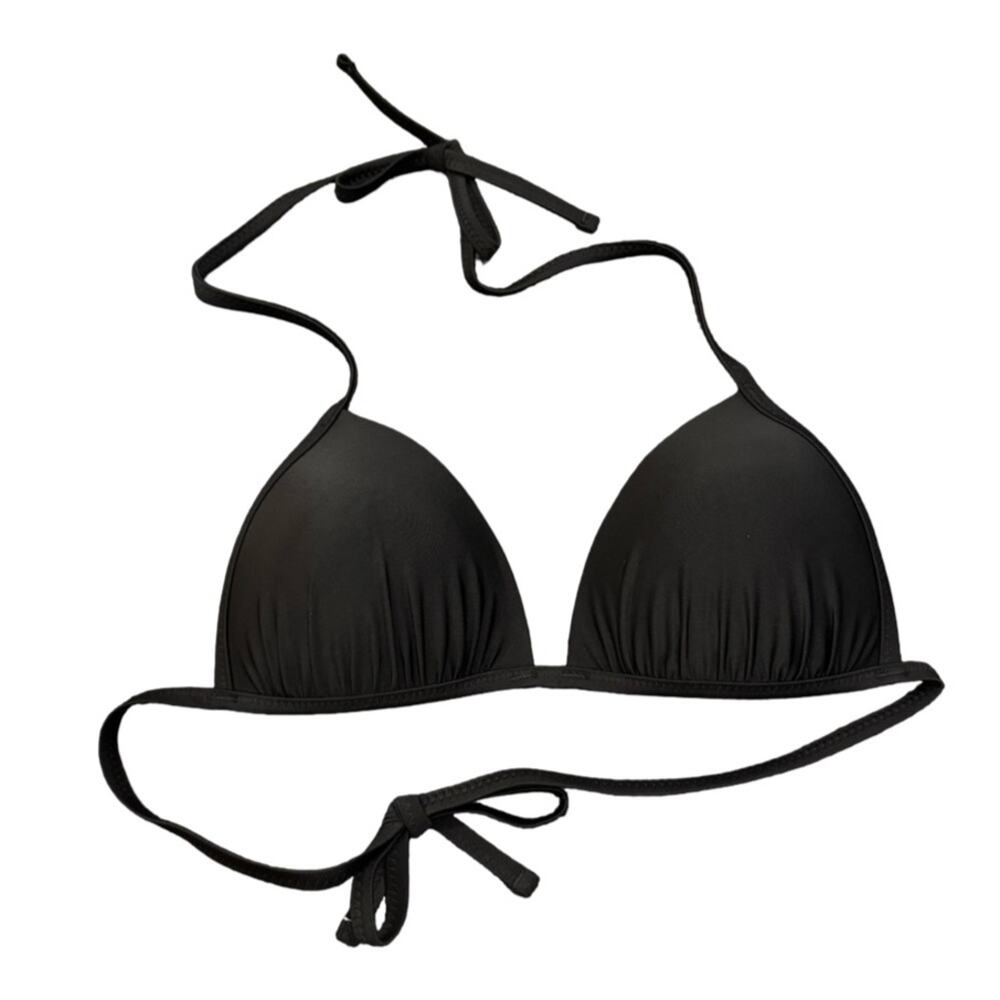 aerie Ruched Padded Triangle Bikini Top - Black Size S